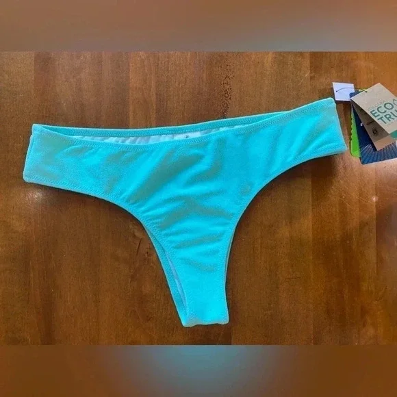 Volcom Women's Simply Soft Cheeky Bikini Swim Bottoms Pale Aqua Large‎ NWT - Picture 5 of 5